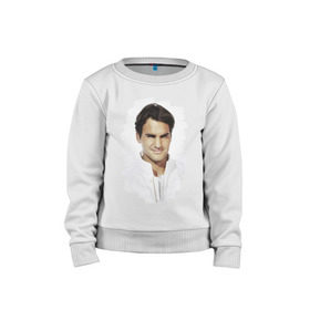 Детский свитшот хлопок с принтом Roger Federer в городе Новоалтайск, 100% хлопок | круглый вырез горловины, эластичные манжеты, пояс и воротник | roger federer | роджер федерер | теннис | чемпион