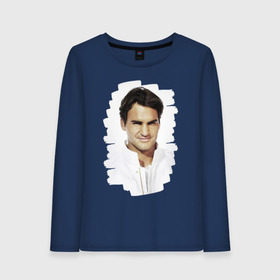 Женский лонгслив хлопок с принтом Roger Federer в городе Новоалтайск, 100% хлопок |  | roger federer | роджер федерер | теннис | чемпион