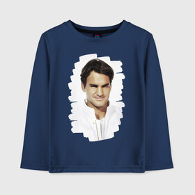 Детский лонгслив хлопок с принтом Roger Federer в городе Новоалтайск, 100% хлопок | круглый вырез горловины, полуприлегающий силуэт, длина до линии бедер | roger federer | роджер федерер | теннис | чемпион