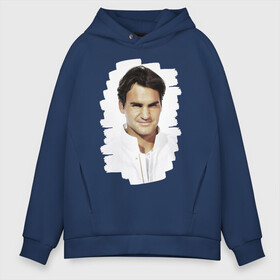 Мужское худи Oversize хлопок с принтом Roger Federer в городе Новоалтайск, френч-терри — 70% хлопок, 30% полиэстер. Мягкий теплый начес внутри —100% хлопок | боковые карманы, эластичные манжеты и нижняя кромка, капюшон на магнитной кнопке | roger federer | роджер федерер | теннис | чемпион