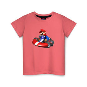 Детская футболка хлопок с принтом Mario Kart в городе Новоалтайск, 100% хлопок | круглый вырез горловины, полуприлегающий силуэт, длина до линии бедер | Тематика изображения на принте: nintendo | карт | марио | нинтендо