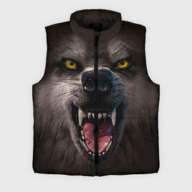 Мужской жилет утепленный 3D с принтом Злой волк в городе Новоалтайск,  |  | волк | животные | злой волк | зубы | оскал