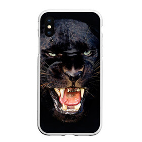 Чехол для iPhone XS Max матовый с принтом Пантера в городе Новоалтайск, Силикон | Область печати: задняя сторона чехла, без боковых панелей | Тематика изображения на принте: животные | зубы | киса | киска | кошка | оскал | пантера