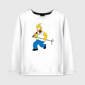 Детский лонгслив хлопок с принтом Homer Rock в городе Новоалтайск, 100% хлопок | круглый вырез горловины, полуприлегающий силуэт, длина до линии бедер | Тематика изображения на принте: homer rock гомер рок simpsons симпсоны