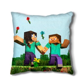 Подушка 3D с принтом Minecraft в городе Новоалтайск, наволочка – 100% полиэстер, наполнитель – холлофайбер (легкий наполнитель, не вызывает аллергию). | состоит из подушки и наволочки. Наволочка на молнии, легко снимается для стирки | крипер