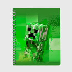 Тетрадь с принтом Minecraft в городе Новоалтайск, 100% бумага | 48 листов, плотность листов — 60 г/м2, плотность картонной обложки — 250 г/м2. Листы скреплены сбоку удобной пружинной спиралью. Уголки страниц и обложки скругленные. Цвет линий — светло-серый
 | крипер
