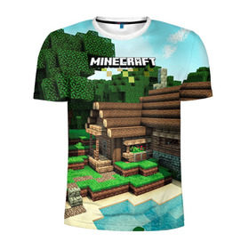 Мужская футболка 3D спортивная с принтом Minecraft в городе Новоалтайск, 100% полиэстер с улучшенными характеристиками | приталенный силуэт, круглая горловина, широкие плечи, сужается к линии бедра | крипер