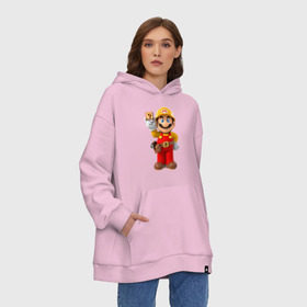 Худи SuperOversize хлопок с принтом Super Mario в городе Новоалтайск, 70% хлопок, 30% полиэстер, мягкий начес внутри | карман-кенгуру, эластичная резинка на манжетах и по нижней кромке, двухслойный капюшон
 | nintendo | марио | нинтендо