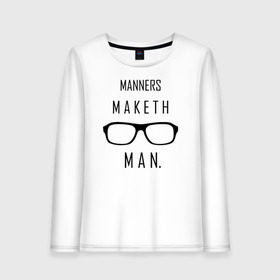 Женский лонгслив хлопок с принтом Kingsman Manners maketh man в городе Новоалтайск, 100% хлопок |  | kingsman manners maketh man. кингсмен