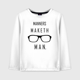 Детский лонгслив хлопок с принтом Kingsman Manners maketh man в городе Новоалтайск, 100% хлопок | круглый вырез горловины, полуприлегающий силуэт, длина до линии бедер | Тематика изображения на принте: kingsman manners maketh man. кингсмен