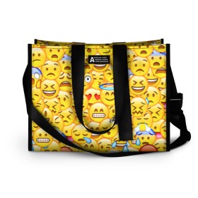 Сумка-шоппер 3D с принтом Emoji в городе Новоалтайск, 100% полиэстер | застегивается на металлическую кнопку; внутренний карман застегивается на молнию. Стенки укреплены специальным мягким материалом, чтобы защитить содержимое от несильных ударов
 | emoji | смайлы | эмоджи
