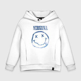 Детское худи Oversize хлопок с принтом Nirvana sky в городе Новоалтайск, френч-терри — 70% хлопок, 30% полиэстер. Мягкий теплый начес внутри —100% хлопок | боковые карманы, эластичные манжеты и нижняя кромка, капюшон на магнитной кнопке | Тематика изображения на принте: cobain | kurt | nirvana | кобейн | курт | нирвана