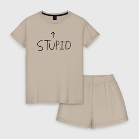 Женская пижама с шортиками хлопок с принтом Green Day Stupid Baseball Tee в городе Новоалтайск, 100% хлопок | футболка прямого кроя, шорты свободные с широкой мягкой резинкой | green day stupid baseball tee зеленый день