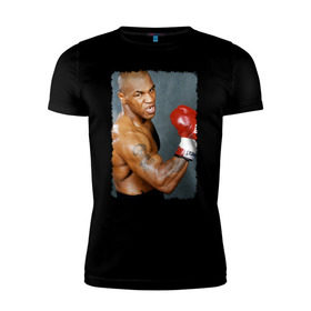 Мужская футболка премиум с принтом Майк Тайсон (Mike Tyson) в городе Новоалтайск, 92% хлопок, 8% лайкра | приталенный силуэт, круглый вырез ворота, длина до линии бедра, короткий рукав | майк тайсон