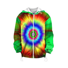 Детская куртка 3D с принтом Tie dye в городе Новоалтайск, 100% полиэстер | застежка — молния, подол и капюшон оформлены резинкой с фиксаторами, по бокам — два кармана без застежек, один потайной карман на груди, плотность верхнего слоя — 90 г/м2; плотность флисового подклада — 260 г/м2 | Тематика изображения на принте: tie dye