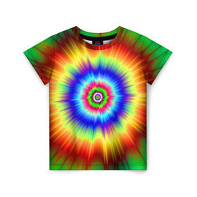 Детская футболка 3D с принтом Tie dye в городе Новоалтайск, 100% гипоаллергенный полиэфир | прямой крой, круглый вырез горловины, длина до линии бедер, чуть спущенное плечо, ткань немного тянется | Тематика изображения на принте: tie dye