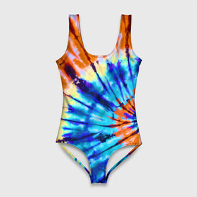 Купальник-боди 3D с принтом Tie dye в городе Новоалтайск, 82% полиэстер, 18% эластан | Круглая горловина, круглый вырез на спине | tie dye