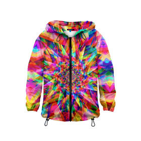 Детская ветровка 3D с принтом Tie dye в городе Новоалтайск, 100% полиэстер | подол и капюшон оформлены резинкой с фиксаторами, по бокам два кармана без застежек, один потайной карман на груди | Тематика изображения на принте: орнамент | узор