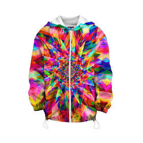Детская куртка 3D с принтом Tie dye в городе Новоалтайск, 100% полиэстер | застежка — молния, подол и капюшон оформлены резинкой с фиксаторами, по бокам — два кармана без застежек, один потайной карман на груди, плотность верхнего слоя — 90 г/м2; плотность флисового подклада — 260 г/м2 | Тематика изображения на принте: орнамент | узор