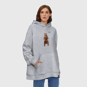 Худи SuperOversize хлопок с принтом Медведь Plan B №2 (чёрный) в городе Новоалтайск, 70% хлопок, 30% полиэстер, мягкий начес внутри | карман-кенгуру, эластичная резинка на манжетах и по нижней кромке, двухслойный капюшон
 | planb | кальян | медведь | на макете изображен бурый медведь с кальяном | планб