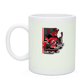 Кружка с принтом New Jersey Devils в городе Новоалтайск, керамика | объем — 330 мл, диаметр — 80 мм. Принт наносится на бока кружки, можно сделать два разных изображения | Тематика изображения на принте: new jersey devils | nhl | спорт | хоккей