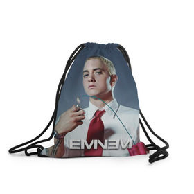 Рюкзак-мешок 3D с принтом Eminem в городе Новоалтайск, 100% полиэстер | плотность ткани — 200 г/м2, размер — 35 х 45 см; лямки — толстые шнурки, застежка на шнуровке, без карманов и подкладки | Тематика изображения на принте: eminem | music | rap | музыка | реп | эминем