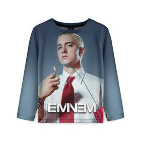 Детский лонгслив 3D с принтом Eminem в городе Новоалтайск, 100% полиэстер | длинные рукава, круглый вырез горловины, полуприлегающий силуэт
 | eminem | music | rap | музыка | реп | эминем