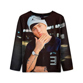 Детский лонгслив 3D с принтом Eminem в городе Новоалтайск, 100% полиэстер | длинные рукава, круглый вырез горловины, полуприлегающий силуэт
 | eminem | music | rap | музыка | реп | эминем