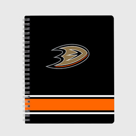 Тетрадь с принтом Anaheim Ducks Selanne в городе Новоалтайск, 100% бумага | 48 листов, плотность листов — 60 г/м2, плотность картонной обложки — 250 г/м2. Листы скреплены сбоку удобной пружинной спиралью. Уголки страниц и обложки скругленные. Цвет линий — светло-серый
 | anaheim ducks selanne | nhl | спорт | хоккей