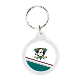 Брелок круглый с принтом Anaheim Ducks Selanne в городе Новоалтайск, пластик и полированная сталь | круглая форма, металлическое крепление в виде кольца | anaheim ducks selanne | nhl | спорт | хоккей