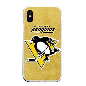Чехол для iPhone XS Max матовый с принтом Pittsburgh Pinguins в городе Новоалтайск, Силикон | Область печати: задняя сторона чехла, без боковых панелей | nhl | pittsburgh pinguins | спорт | хоккей