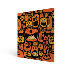 Холст квадратный с принтом Тыковки в городе Новоалтайск, 100% ПВХ |  | halloween | праздник | тыква | хэллоуин