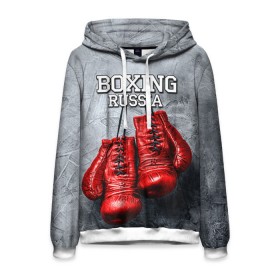 Мужская толстовка 3D с принтом Boxing в городе Новоалтайск, 100% полиэстер | двухслойный капюшон со шнурком для регулировки, мягкие манжеты на рукавах и по низу толстовки, спереди карман-кенгуру с мягким внутренним слоем. | boxing | boxing russia | бокс | боксер | перчатки