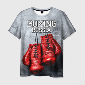 Мужская футболка 3D с принтом Boxing в городе Новоалтайск, 100% полиэфир | прямой крой, круглый вырез горловины, длина до линии бедер | boxing | boxing russia | бокс | боксер | перчатки