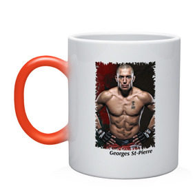 Кружка хамелеон с принтом Georges St-Pierre (MMA) в городе Новоалтайск, керамика | меняет цвет при нагревании, емкость 330 мл | ufc