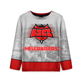 Детский лонгслив 3D с принтом Hellraisers в городе Новоалтайск, 100% полиэстер | длинные рукава, круглый вырез горловины, полуприлегающий силуэт
 | Тематика изображения на принте: cs | csgo | cybersportteam | hell | hellraisers | ксго | хэлрайзис
