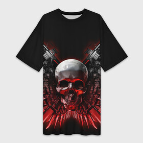 Платье-футболка 3D с принтом Череп с оружием в городе Новоалтайск,  |  | skull | skulls | неудержимые | череп | черепа