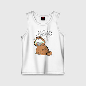 Детская майка хлопок с принтом Garfield Smiling Cat в городе Новоалтайск,  |  | garfield smiling cat гарфилд кот