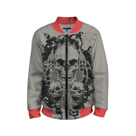 Детский бомбер 3D с принтом Skulls в городе Новоалтайск, 100% полиэстер | застегивается на молнию, по бокам два кармана без застежек, мягкие манжеты, по низу бомбера и на воротнике — эластичная резинка | skull | skulls | череп | черепа