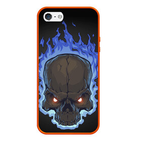 Чехол силиконовый для Телефон Apple iPhone 5/5S с принтом Fire skull в городе Новоалтайск, Силикон | Область печати: задняя сторона чехла, без боковых панелей | skull | skulls | череп | черепа