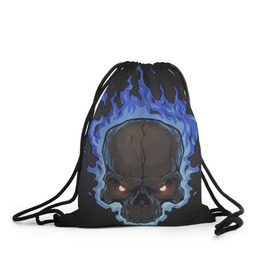 Рюкзак-мешок 3D с принтом Fire skull в городе Новоалтайск, 100% полиэстер | плотность ткани — 200 г/м2, размер — 35 х 45 см; лямки — толстые шнурки, застежка на шнуровке, без карманов и подкладки | skull | skulls | череп | черепа