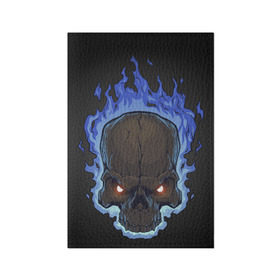 Обложка для паспорта матовая кожа с принтом Fire skull в городе Новоалтайск, натуральная матовая кожа | размер 19,3 х 13,7 см; прозрачные пластиковые крепления | Тематика изображения на принте: skull | skulls | череп | черепа