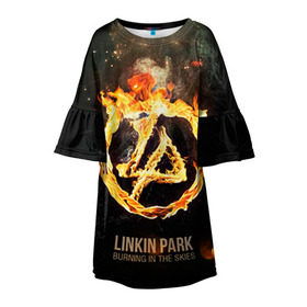 Детское платье 3D с принтом Linkin Park в городе Новоалтайск, 100% полиэстер | прямой силуэт, чуть расширенный к низу. Круглая горловина, на рукавах — воланы | linkin park | rock | линкин парк | рок