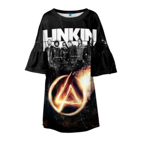 Детское платье 3D с принтом Linkin Park в городе Новоалтайск, 100% полиэстер | прямой силуэт, чуть расширенный к низу. Круглая горловина, на рукавах — воланы | linkin park | rock | линкин парк | рок