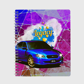 Тетрадь с принтом Subaru Legacy в городе Новоалтайск, 100% бумага | 48 листов, плотность листов — 60 г/м2, плотность картонной обложки — 250 г/м2. Листы скреплены сбоку удобной пружинной спиралью. Уголки страниц и обложки скругленные. Цвет линий — светло-серый
 | b4 | jdm | legacy | subaru