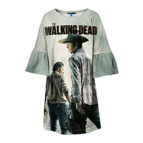 Детское платье 3D с принтом The Walking Dead в городе Новоалтайск, 100% полиэстер | прямой силуэт, чуть расширенный к низу. Круглая горловина, на рукавах — воланы | зомби