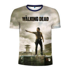 Мужская футболка 3D спортивная с принтом The Walking Dead в городе Новоалтайск, 100% полиэстер с улучшенными характеристиками | приталенный силуэт, круглая горловина, широкие плечи, сужается к линии бедра | зомби