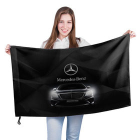 Флаг 3D с принтом Mercedes в городе Новоалтайск, 100% полиэстер | плотность ткани — 95 г/м2, размер — 67 х 109 см. Принт наносится с одной стороны | amg | benz | mercedes | бенс | бенц | мерседес