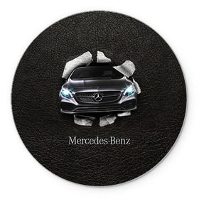 Коврик круглый с принтом Mercedes в городе Новоалтайск, резина и полиэстер | круглая форма, изображение наносится на всю лицевую часть | amg | benz | mercedes | бенс | бенц | кожа | мерседес