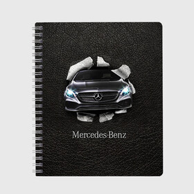 Тетрадь с принтом Mercedes в городе Новоалтайск, 100% бумага | 48 листов, плотность листов — 60 г/м2, плотность картонной обложки — 250 г/м2. Листы скреплены сбоку удобной пружинной спиралью. Уголки страниц и обложки скругленные. Цвет линий — светло-серый
 | amg | benz | mercedes | бенс | бенц | кожа | мерседес